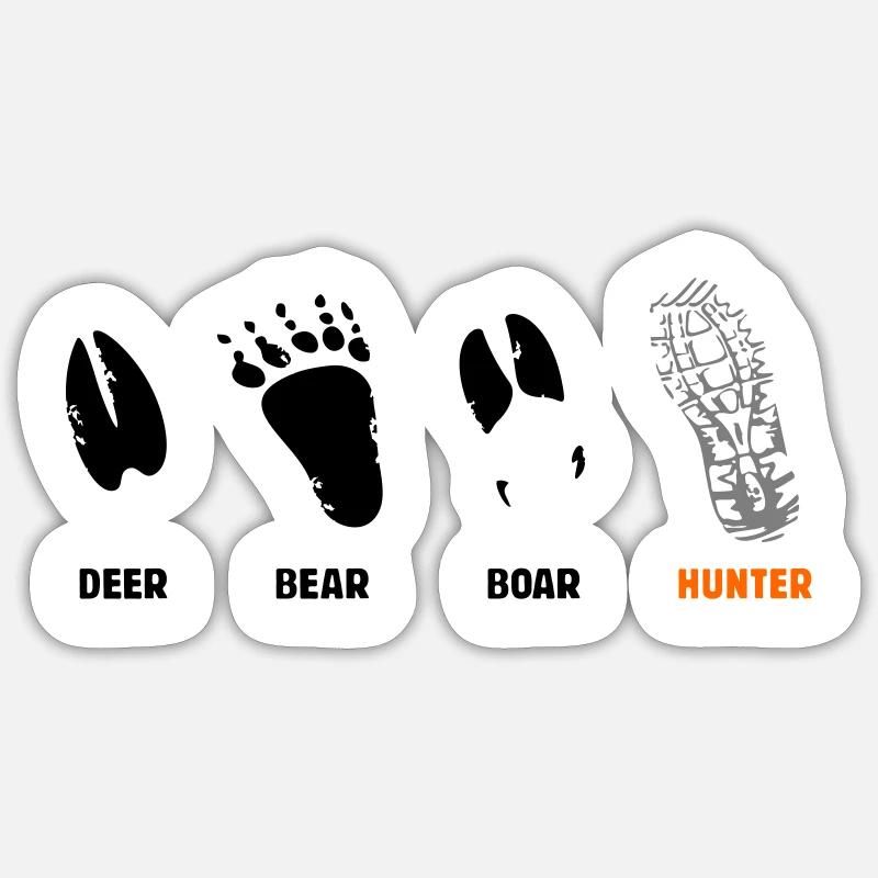Deer, bear, wild boar, hunter, step seal Sticker size S (10 x 10 cm)