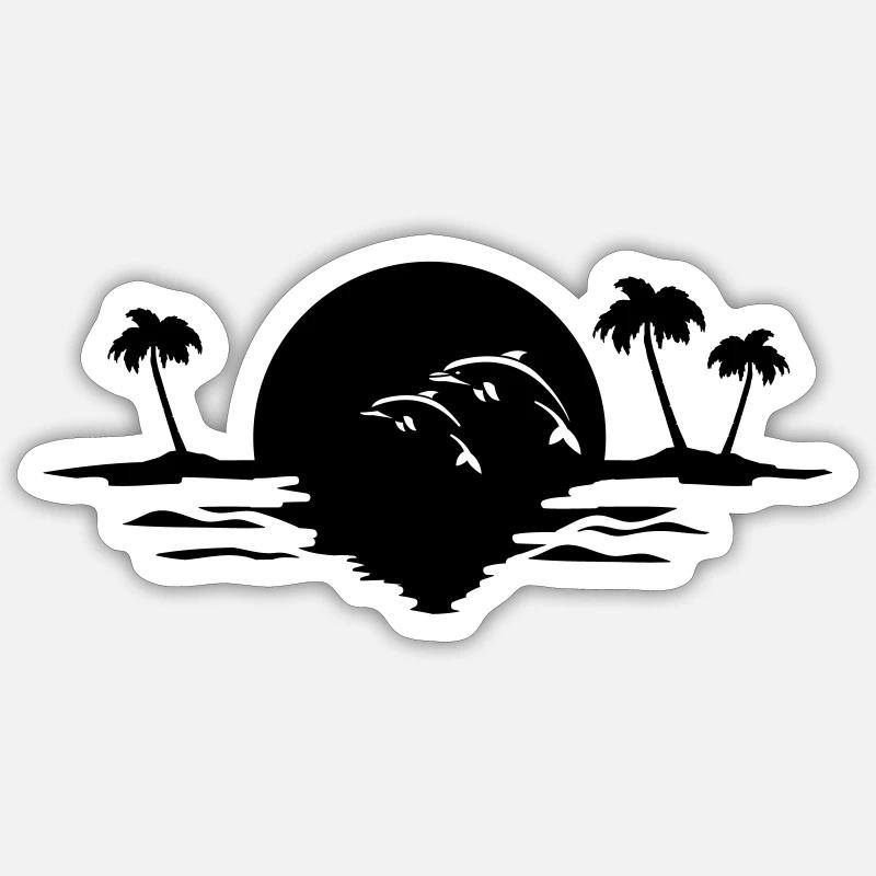 sunset delfine Sticker taille S (10 x 10 cm)