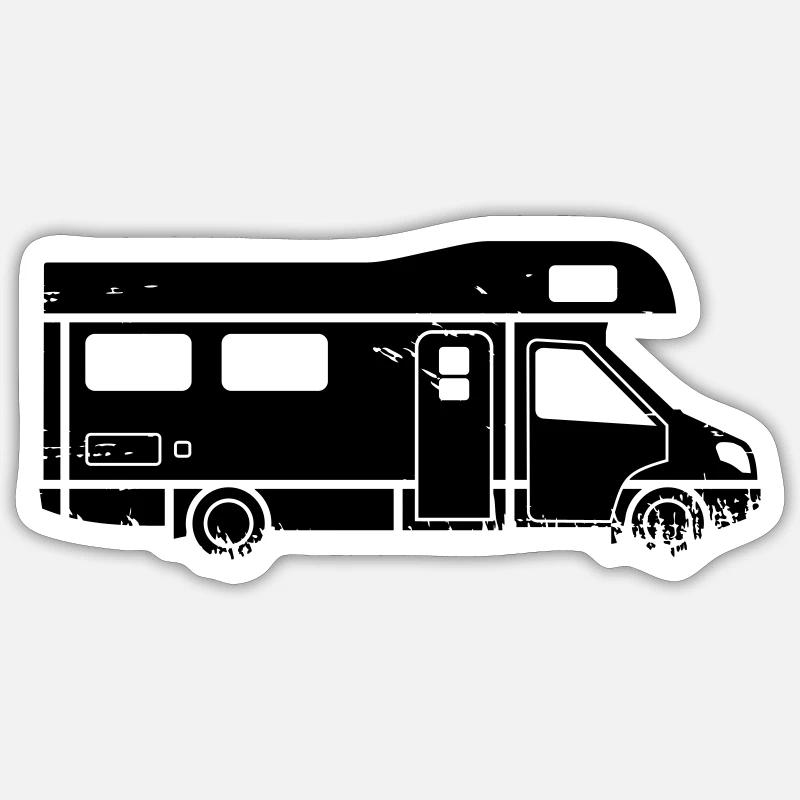 Camper Van - Sticker Größe S (10 x 10 cm) - Mattweiß