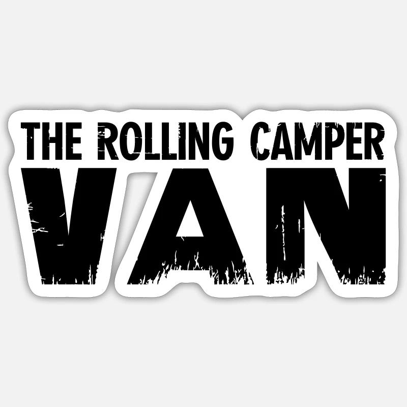 The Rolling Camper Van - Sticker Größe S (10 x 10 cm) - Mattweiß