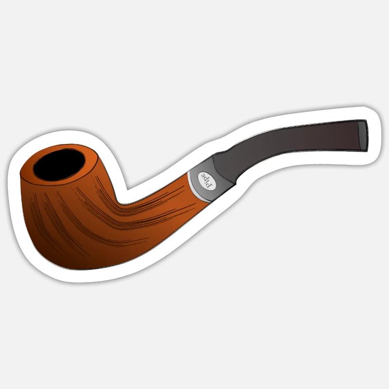 Pfeife Tabak - Sticker Größe S (10 x 10 cm) - Mattweiß