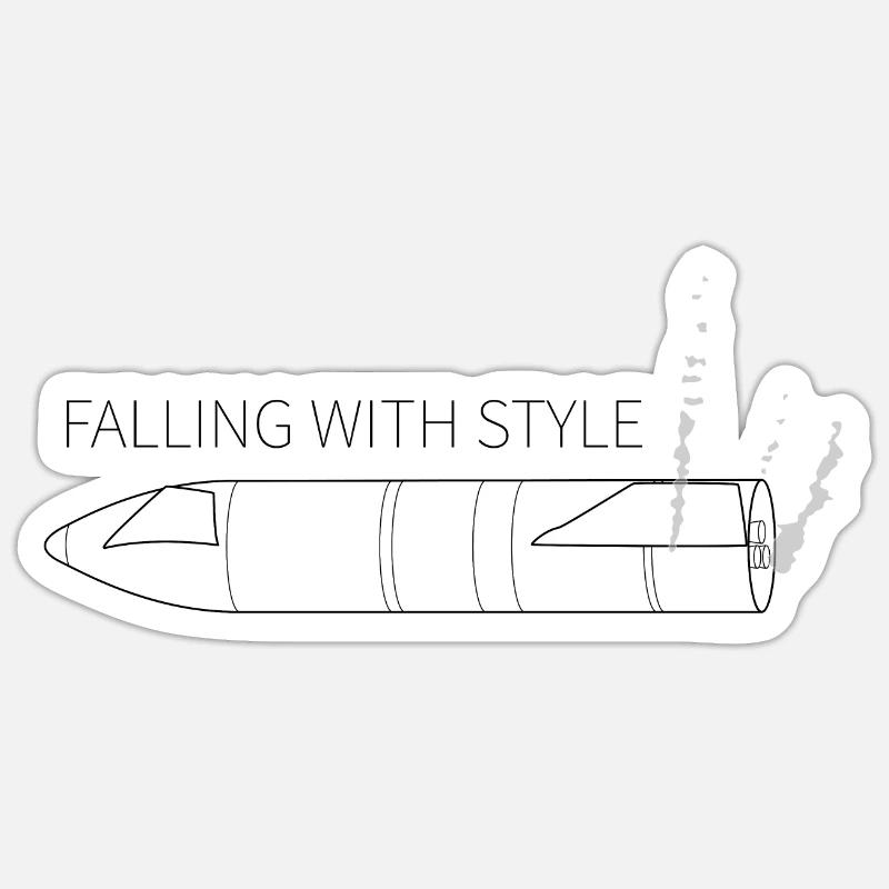 Starship Falling mit Stil Sticker Größe S (10 x 10 cm)