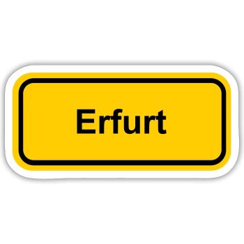 Ortsschild Erfurt Ort Schild Ortstafel - Sticker Größe S (10 x 10 cm) - Mattweiß - Vorne