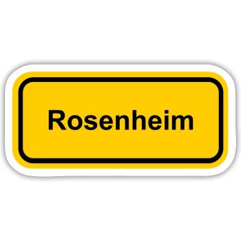 Ortsschild Rosenheim Ort Schild Ortstafel Schrift - Sticker Größe S (10 x 10 cm) - Mattweiß - Vorne
