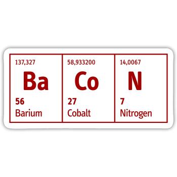 Periodensystem der Elemente Bacon Schinken Fleisch - Sticker Größe S (10 x 10 cm) - Mattweiß - Vorne
