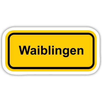 Ortsschild Waiblingen Ort Schild Ortstafel Schrift - Sticker Größe S (10 x 10 cm) - Mattweiß - Vorne