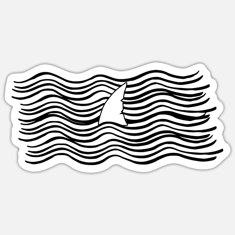 Aileron de requin dans la mer Sticker taille S (10 x 10 cm)