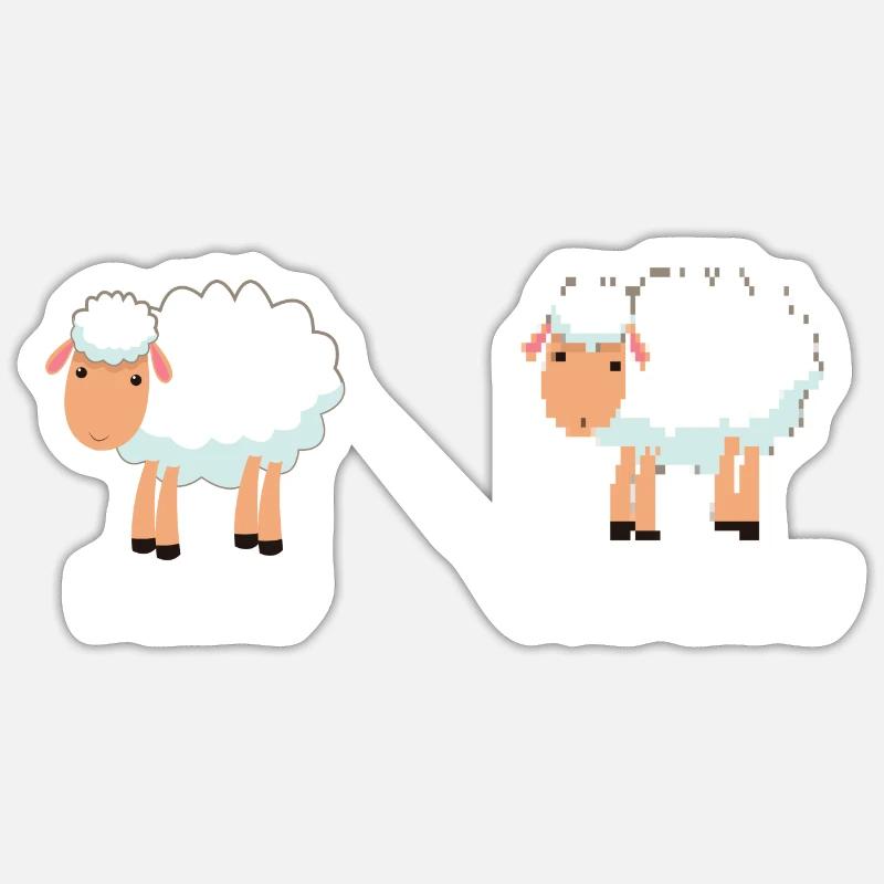 Schäfchen Schaf Unschaf Schafbock Schaffell - Sticker Größe S (10 x 10 cm) - Mattweiß