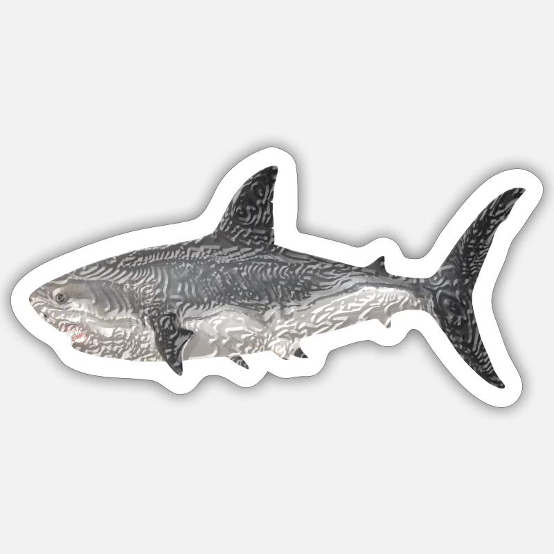 Requins - Sticker taille S (10 x 10 cm) - blanc mat