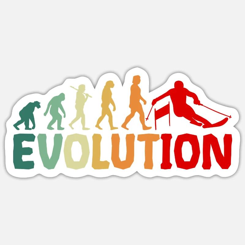 Évolution du ski - Sticker taille S (10 x 10 cm) - blanc mat