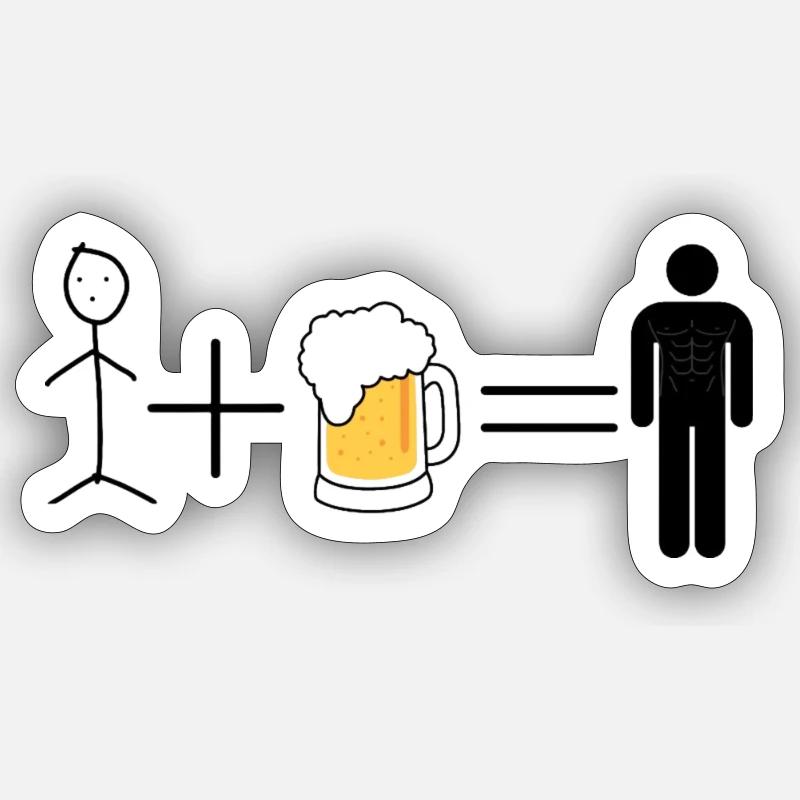 Bier Geschenkidee saufen Mann - Sticker Größe S (10 x 10 cm) - Mattweiß
