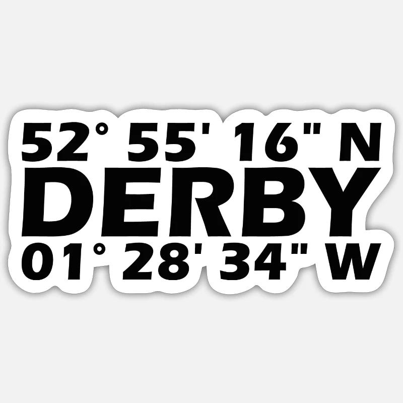 Coordonnées du derby - Sticker taille S (10 x 10 cm) - blanc mat