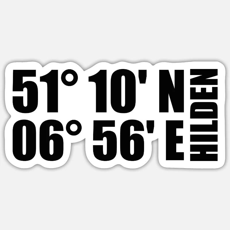 Coordonnées Hilden - Sticker taille S (10 x 10 cm) - blanc mat