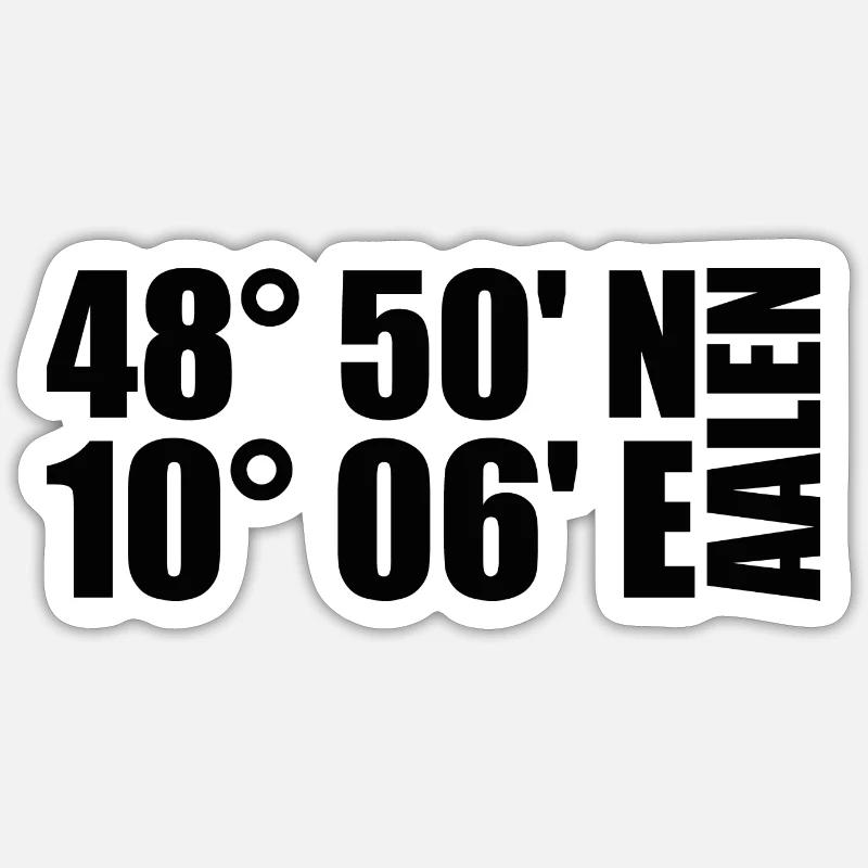Coordonnées d’Aalen - Sticker taille S (10 x 10 cm) - blanc mat