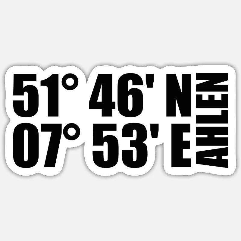 Ahlen coordinates - Sticker size S (10 x 10 cm) - white matte