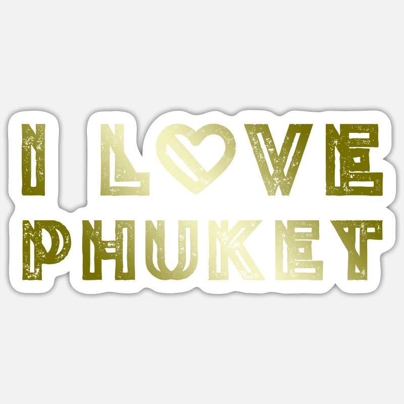 J’adore Phuket - Sticker taille S (10 x 10 cm) - blanc mat