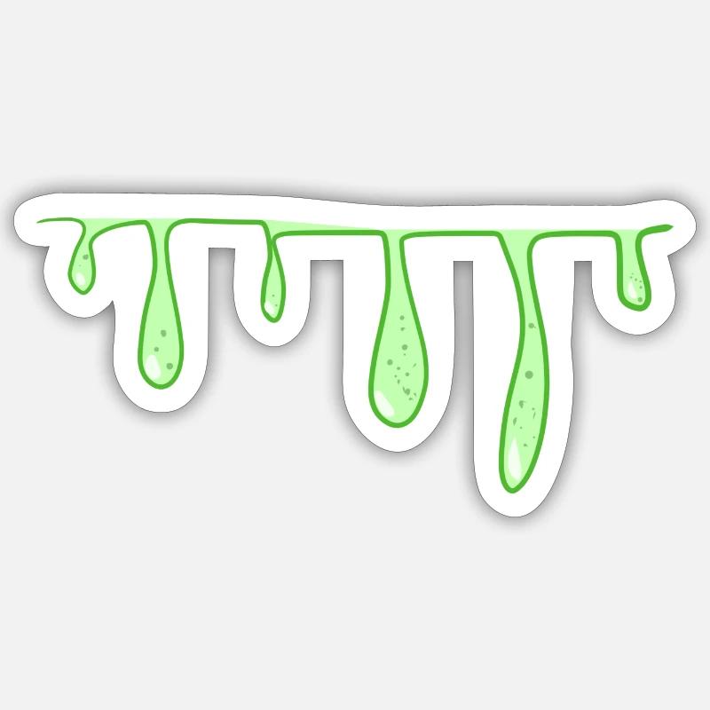 green slime line line slimy Sticker size S (10 x 10 cm)