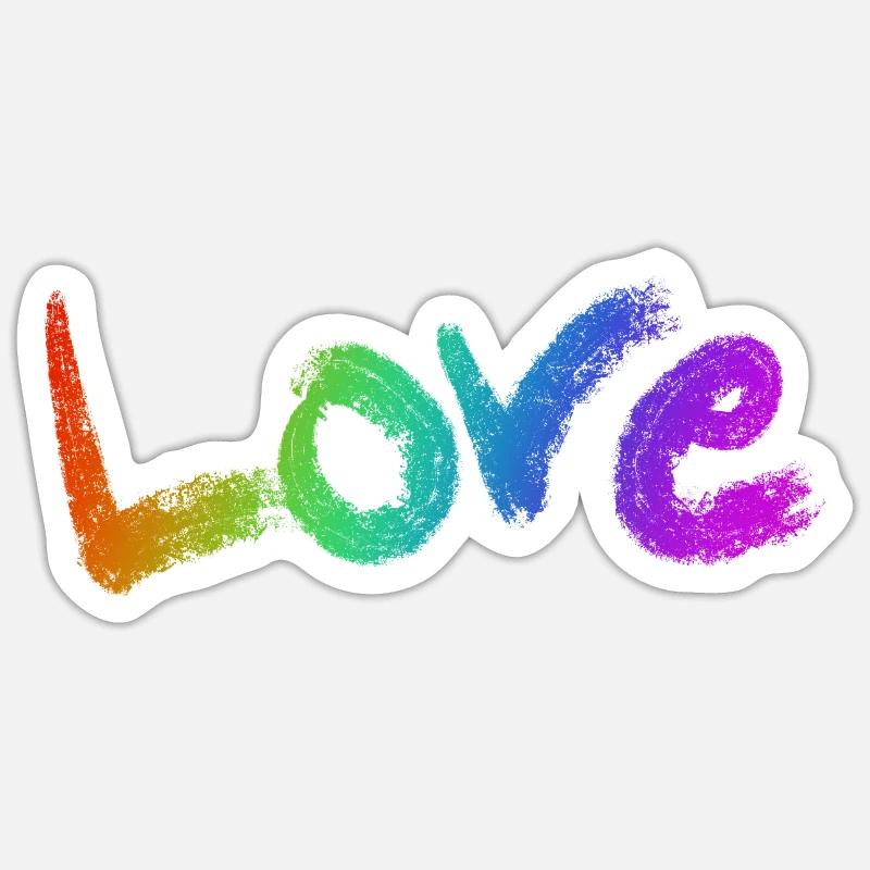 Love Text Rainbow - Sticker size S (10 x 10 cm) - white matte