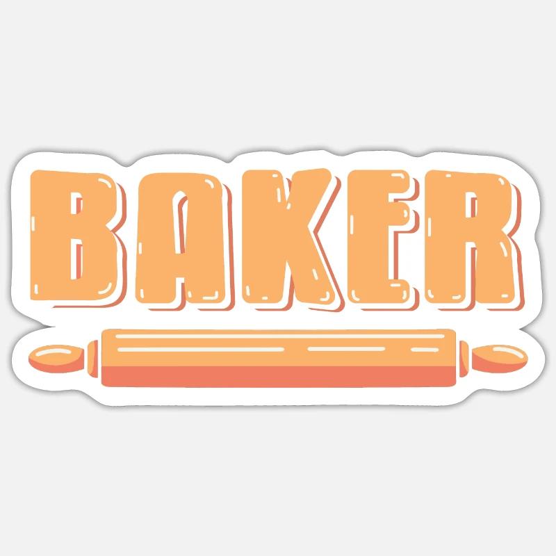 Awesome Baker Rolling Pin T-Shirt Baking Design Sticker size S (10 x 10 cm)