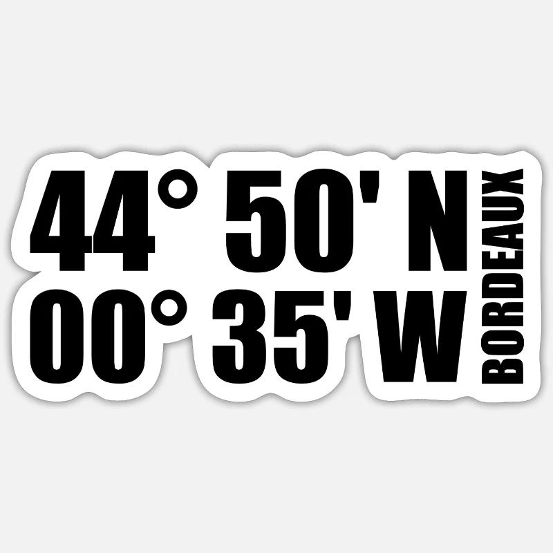 Coordonnées de Bordeaux - Sticker taille S (10 x 10 cm) - blanc mat