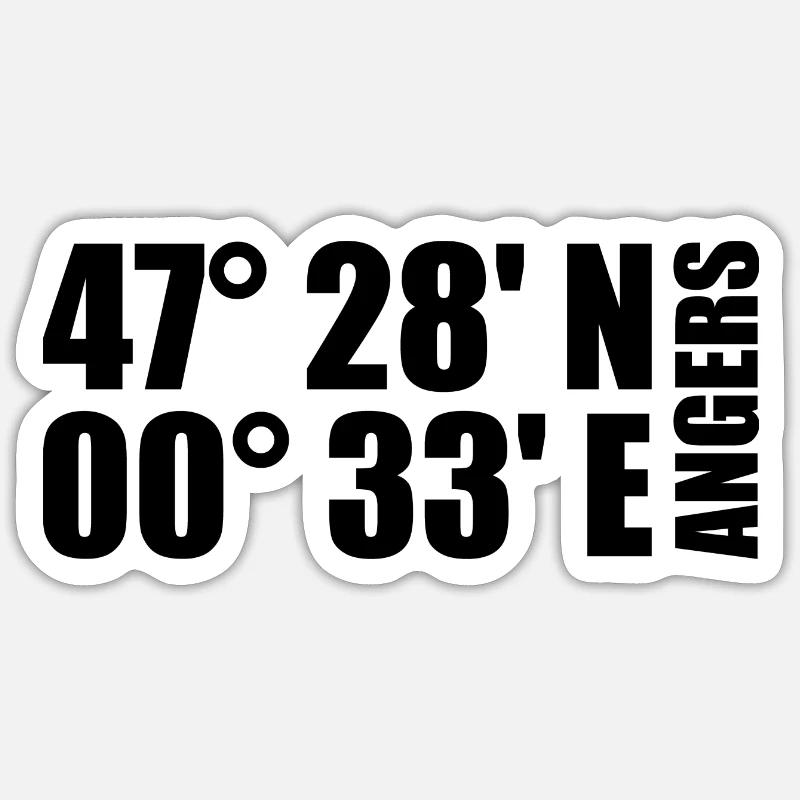 Coordonnées d’Angers - Sticker taille S (10 x 10 cm) - blanc mat