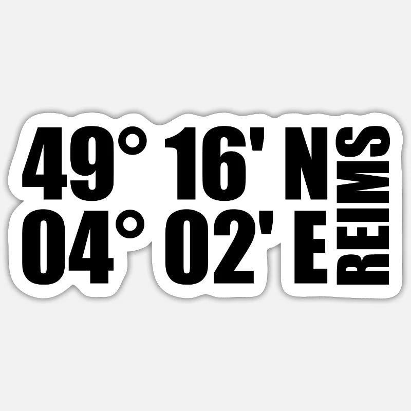 Coordonnées de Reims - Sticker taille S (10 x 10 cm) - blanc mat