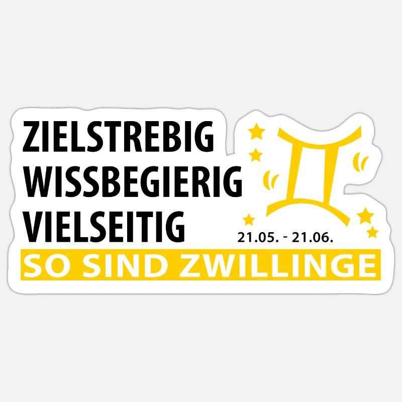 Sternzeichen Zwilling - Eigenschaften - Sticker Größe S (10 x 10 cm) - Mattweiß