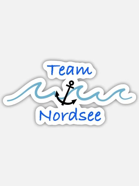 T- Shirt, Nordsee, Anker, Meer, Geschenkartikel - Sticker Größe S (10 x 10 cm) - Mattweiß