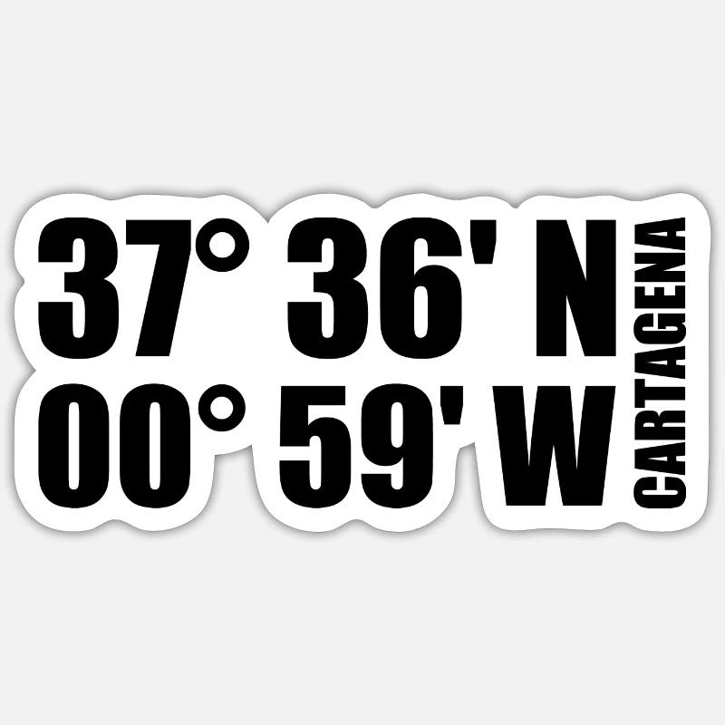 Coordonnées de Carthagène - Sticker taille S (10 x 10 cm) - blanc mat