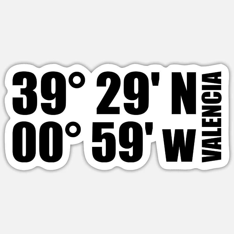Coordonnées de Valence - Sticker taille S (10 x 10 cm) - blanc mat