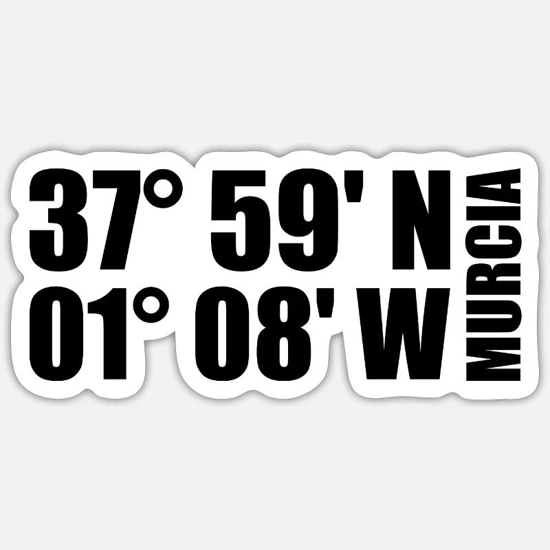 Coordonnées de Murcie - Sticker taille S (10 x 10 cm) - blanc mat