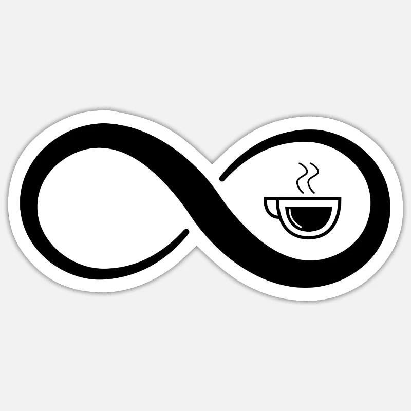 Infinity and coffee - - Sticker size S (10 x 10 cm) - white matte