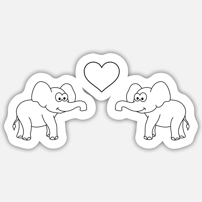 Elephant Comic Couple Love - Sticker size S (10 x 10 cm) - white matte