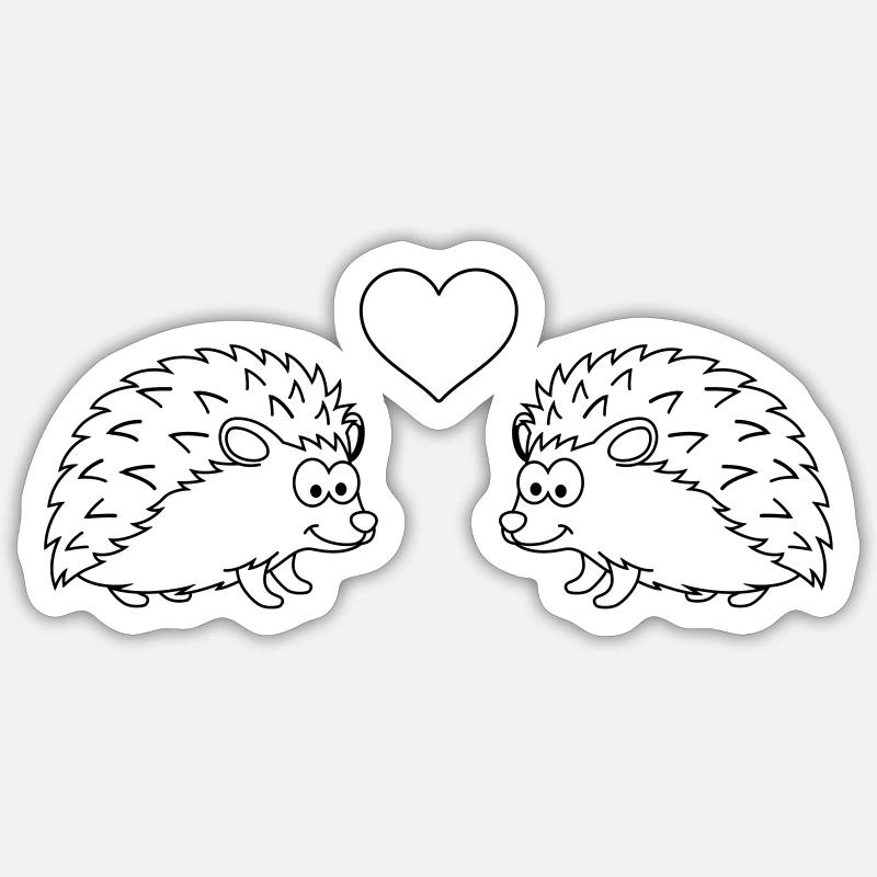 Igel Comic Paar Liebe - Sticker Größe S (10 x 10 cm) - Mattweiß