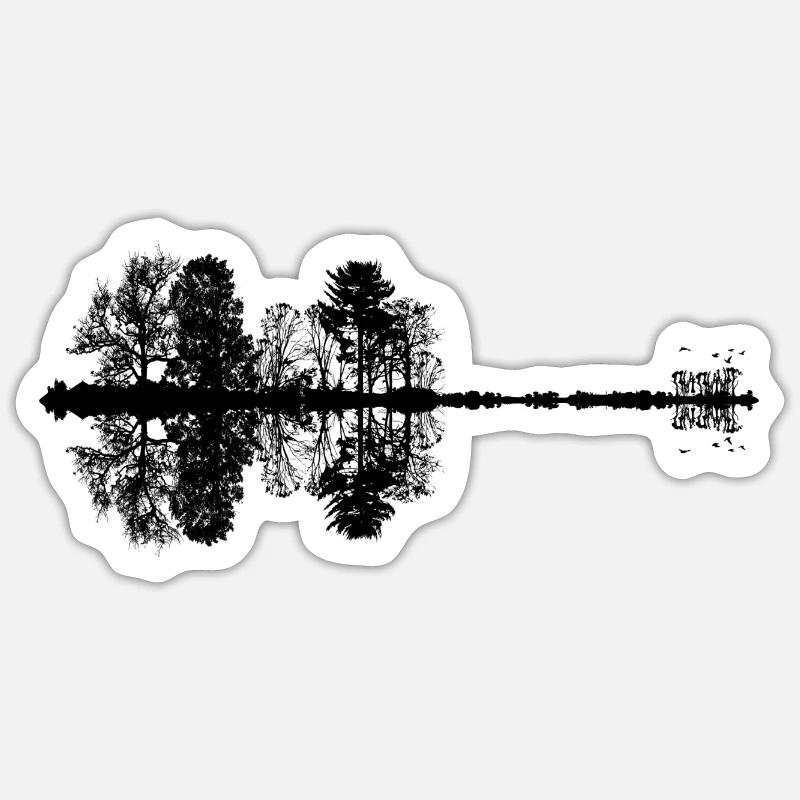forest, guitar mirrored Sticker size S (10 x 10 cm)