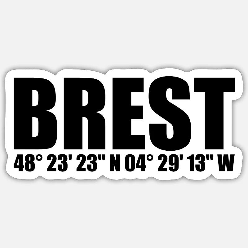 Coordonnées de Brest Sticker taille S (10 x 10 cm)