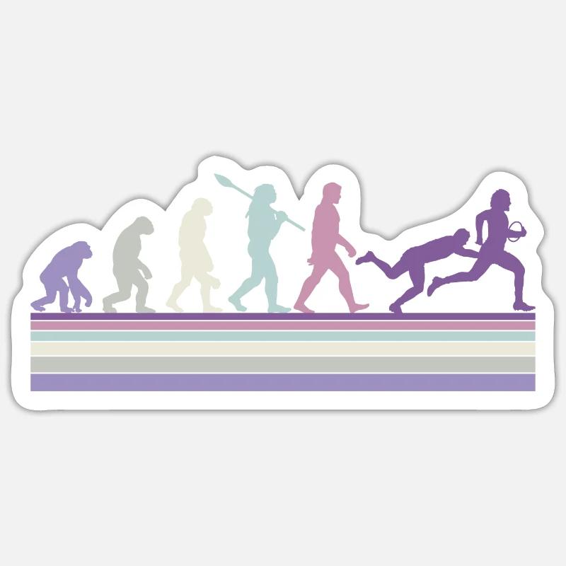 Joueur de rugby à balle de sport Retro Evolution Rugby Team - Sticker taille S (10 x 10 cm) - blanc mat
