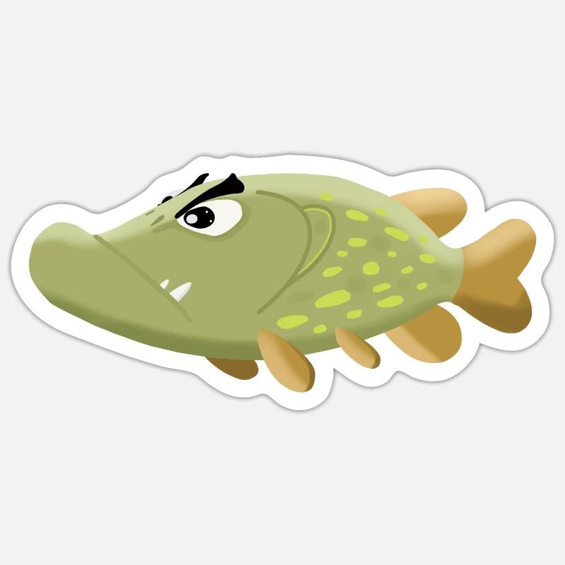 Big pike! - Sticker size S (10 x 10 cm) - white matte
