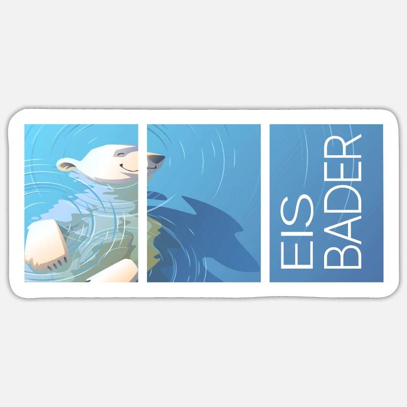 eisbader eisbär winterschwimmen kneipp kältebad - Sticker Größe S (10 x 10 cm) - Mattweiß