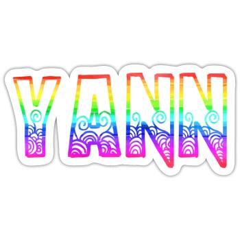 yann rs arc-en-ciel - Sticker taille S (10 x 10 cm) - blanc mat - Devant
