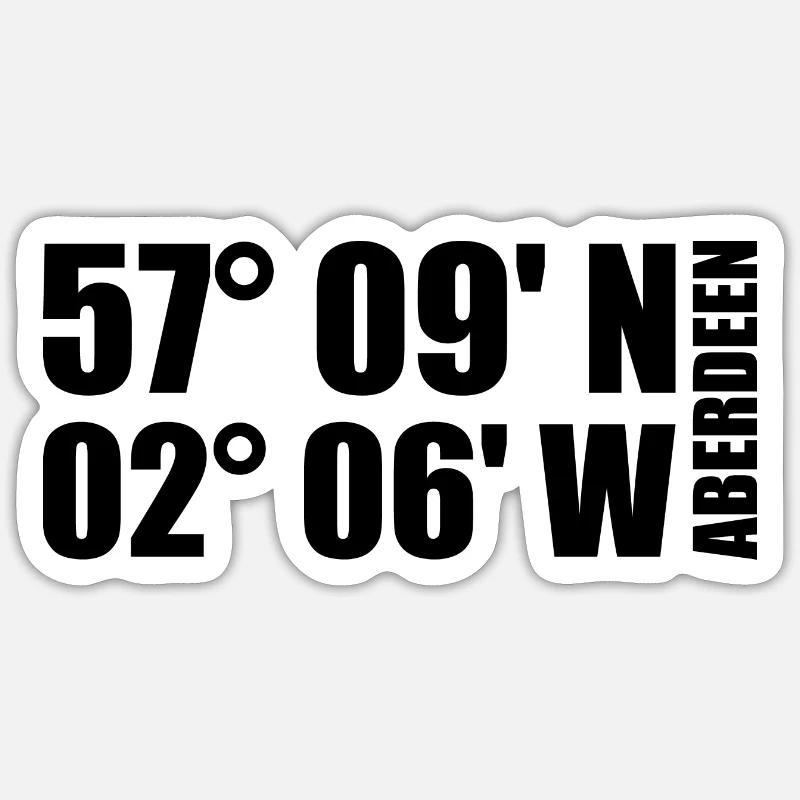 Coordonnées d’Aberdeen - Sticker taille S (10 x 10 cm) - blanc mat