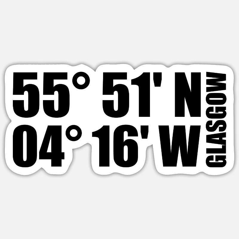 Coordonnées de Glasgow - Sticker taille S (10 x 10 cm) - blanc mat