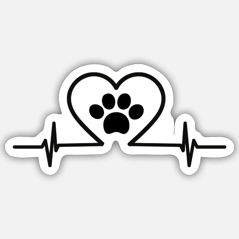 Herzfrequenz Pfote Sticker Größe S (10 x 10 cm)