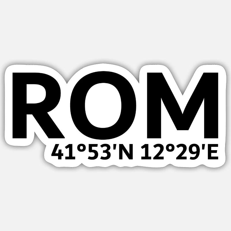 Coordonnées de Rome - Sticker taille S (10 x 10 cm) - blanc mat