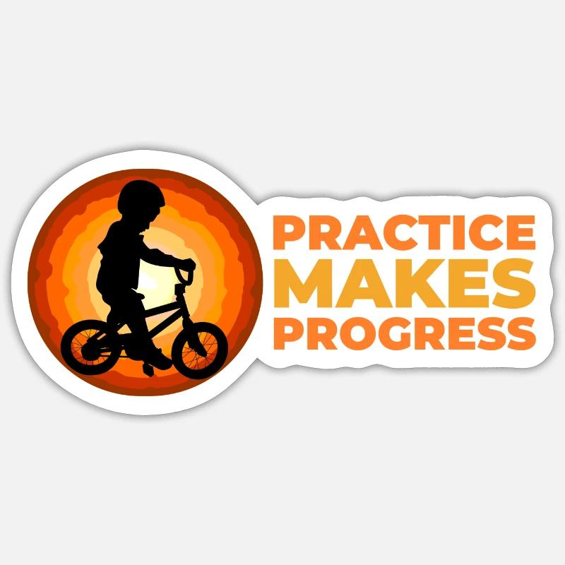 Practice makes progress - Sticker size S (10 x 10 cm) - white matte