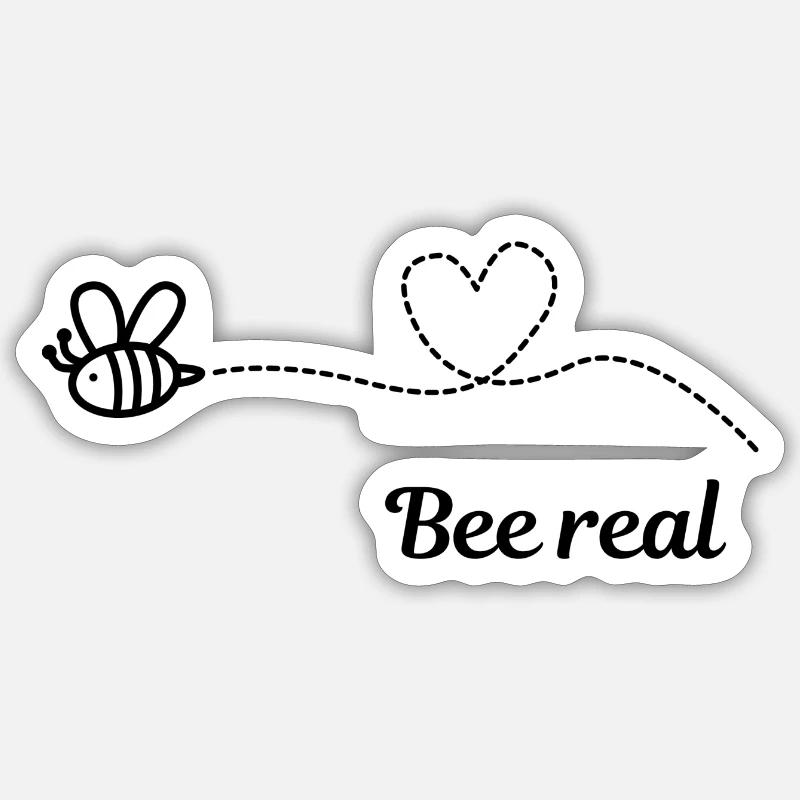 Bee real - Sticker Größe S (10 x 10 cm) - Mattweiß