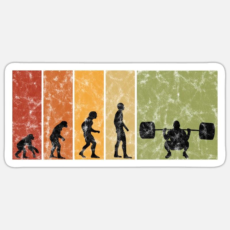Bodybuilding Bodybuilder GYM Evolution Retro - Sticker size S (10 x 10 cm) - white matte