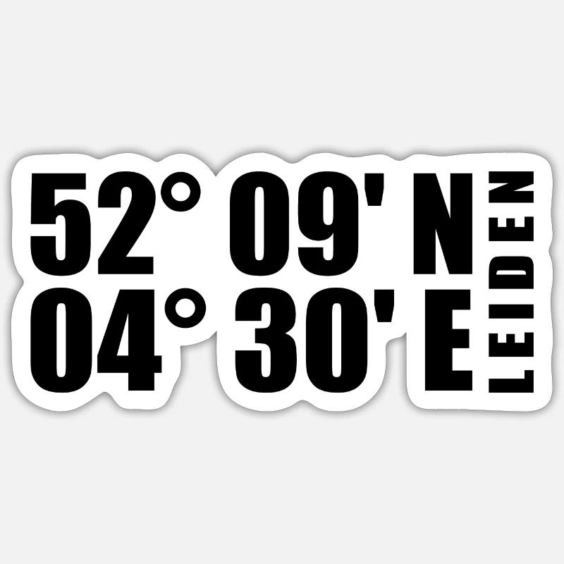 Coordonnées de Leiden - Sticker taille S (10 x 10 cm) - blanc mat