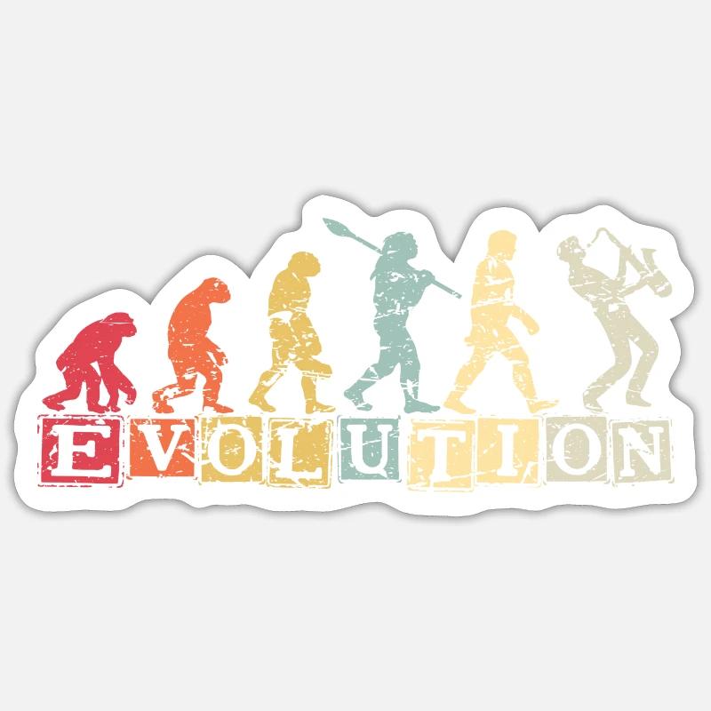 Evolution Saxophone Musician Saxophonist - Sticker size S (10 x 10 cm) - white matte