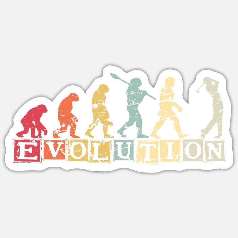 Golf Sports Evolution De Man Vintage Golf - Sticker taille S (10 x 10 cm) - blanc mat